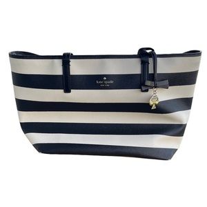 Kate Spade Leather Black & Cream Shoulder Tote Bag